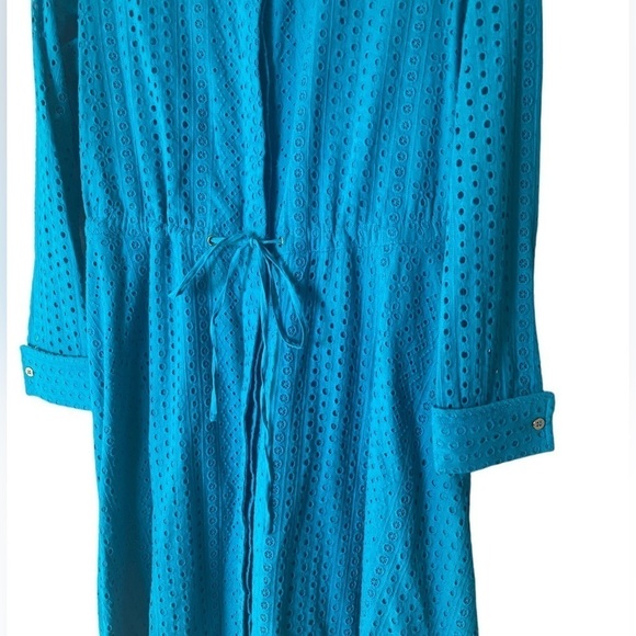 SOFT SURROUNDINGS Women's Midi Length Marisol Dress Blue Size Medium Eyelet - Picture 4 of 9